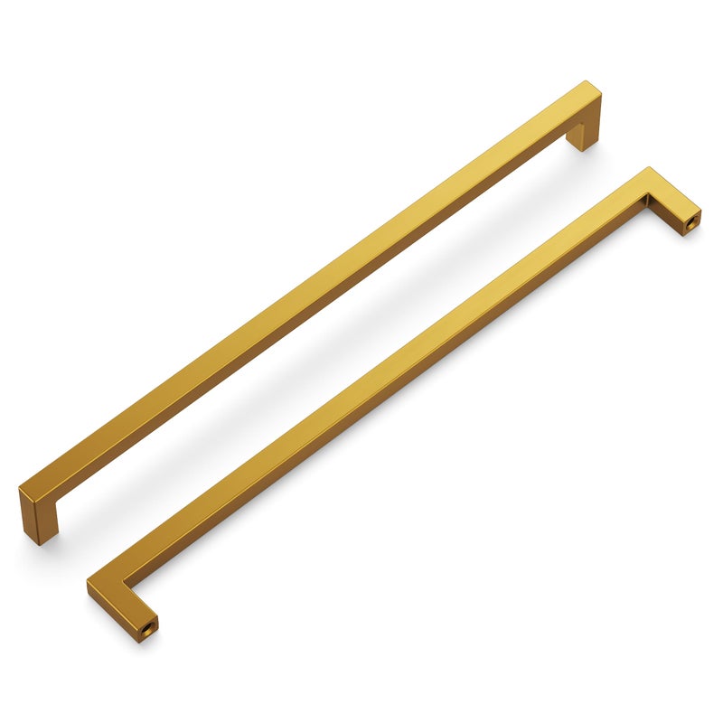 Hickory Hardware 1 Pack Solid Core Kitchen Cabinet Pulls, Luxury Cabinet Handles, Hardware for Doors & Dresser Drawers, 12 Inch Hole Center, Brushed Golden Brass, Skylight Collection - Image 1